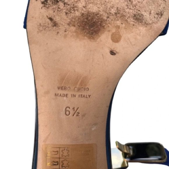 Aquatalia Catty Blue Suede Open Toe Heeled Sandals Size 6.5 Prom Wedding Formal - Picture 4 of 10